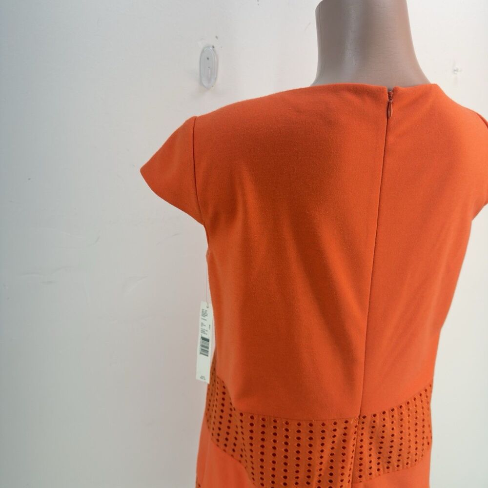 New Preston & York Sheath Women Dress Size 8 Stretch Orange Sleeveless - Picture 7 of 16